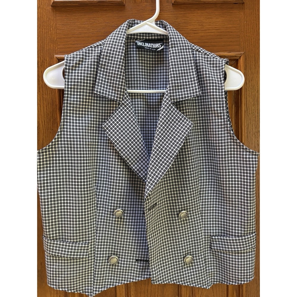 Vintage Inclinations Made USA Size 6 Y2K Plaid Vest Dark Academia Officecore